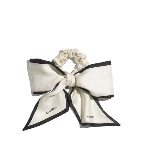 chanel bow silk hair accessory ivory & black